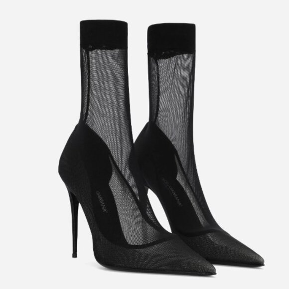 KIM KARDASHIAN DOLCE & GABBANA STRETCH TULLE ANKLE BOOTS SIZE 37.5 PRELOVED - Picture 1 of 6
